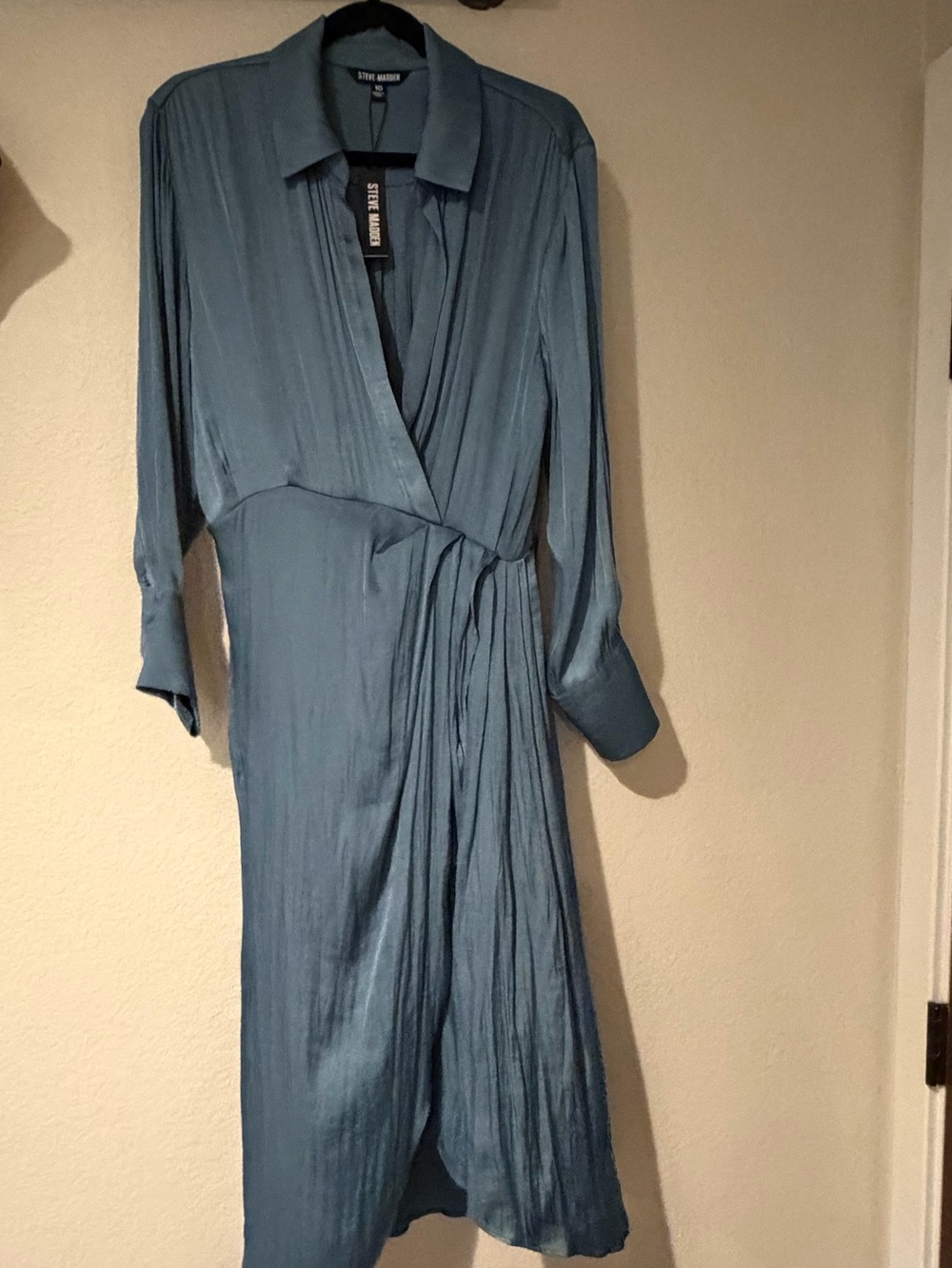 Steve Madden Steel Blue Midi Wrap Dress